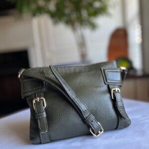 COLE HAAN | Zooey Crossbody Bag Dark Green Pebbled Leather-EUC